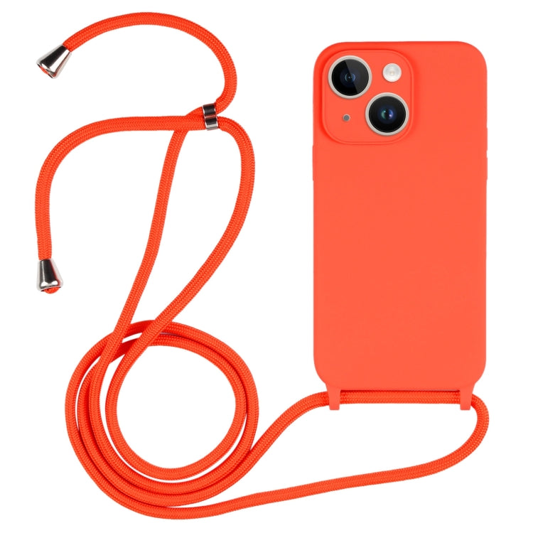 For iPhone 14 Crossbody Lanyard Liquid Silicone Case(Orange) - iPhone 14 Cases by PMC TechLife | Online Shopping South Africa | PMC TechLife
