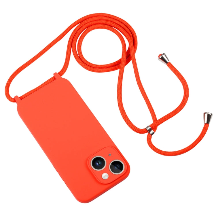For iPhone 14 Crossbody Lanyard Liquid Silicone Case(Orange) - iPhone 14 Cases by PMC TechLife | Online Shopping South Africa | PMC TechLife