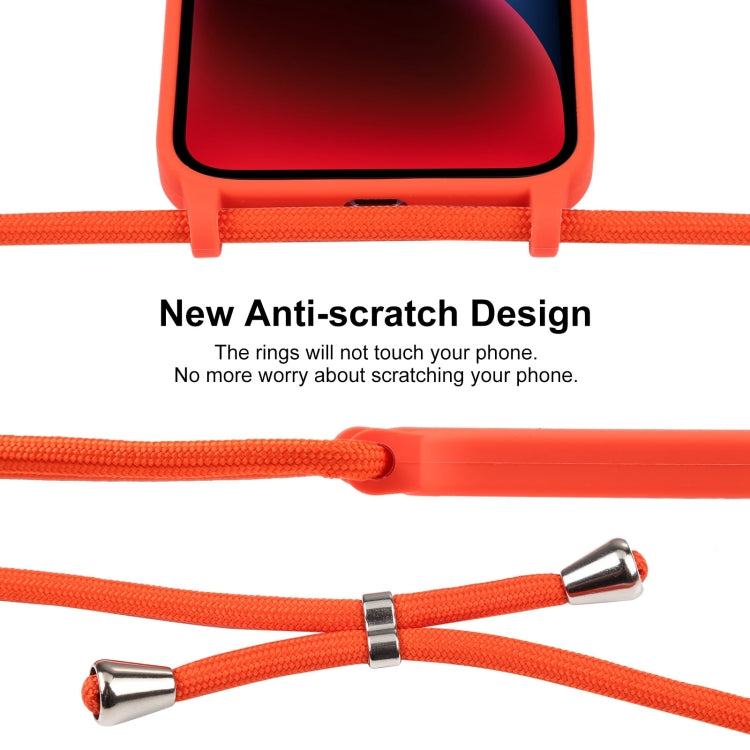 For iPhone 14 Crossbody Lanyard Liquid Silicone Case(Orange) - iPhone 14 Cases by PMC TechLife | Online Shopping South Africa | PMC TechLife