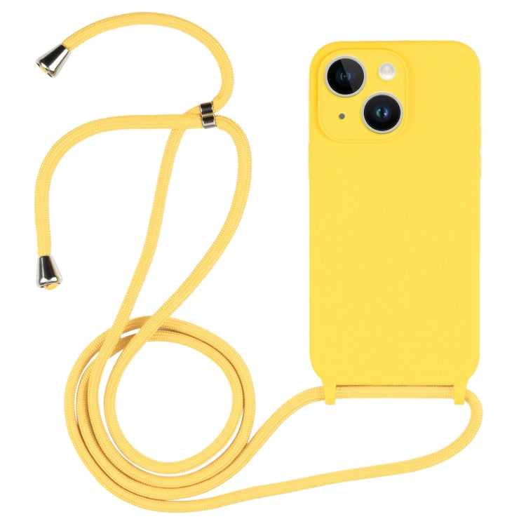 For iPhone 14 Crossbody Lanyard Liquid Silicone Case(Yellow) - iPhone 14 Cases by PMC TechLife | Online Shopping South Africa | PMC TechLife
