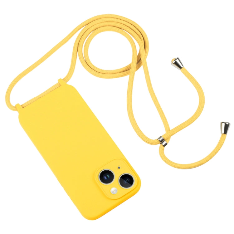 For iPhone 14 Crossbody Lanyard Liquid Silicone Case(Yellow) - iPhone 14 Cases by PMC TechLife | Online Shopping South Africa | PMC TechLife