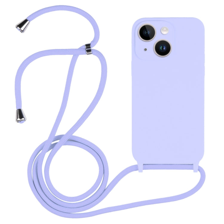 For iPhone 14 Crossbody Lanyard Liquid Silicone Case(Light Purple) - iPhone 14 Cases by PMC TechLife | Online Shopping South Africa | PMC TechLife