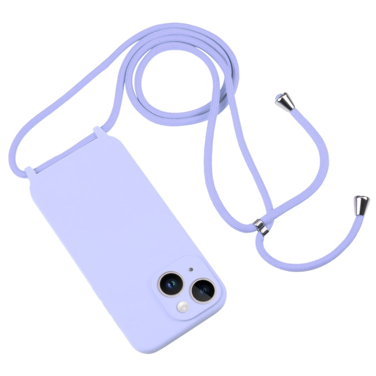 For iPhone 14 Crossbody Lanyard Liquid Silicone Case(Light Purple) - iPhone 14 Cases by PMC TechLife | Online Shopping South Africa | PMC TechLife