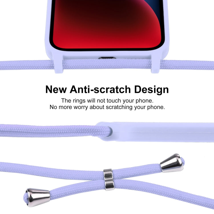 For iPhone 14 Crossbody Lanyard Liquid Silicone Case(Light Purple) - iPhone 14 Cases by PMC TechLife | Online Shopping South Africa | PMC TechLife