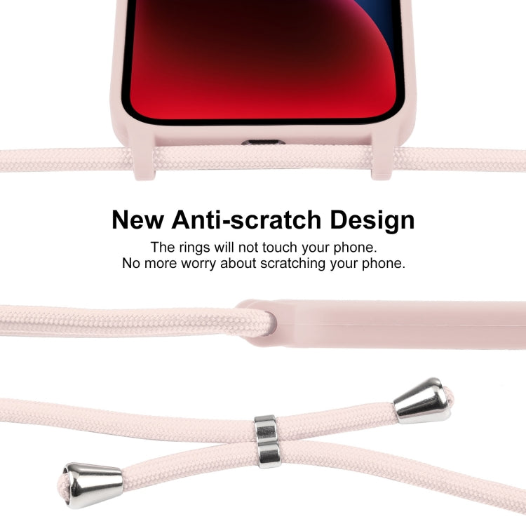 For iPhone 14 Crossbody Lanyard Liquid Silicone Case(Sand Pink) - iPhone 14 Cases by PMC TechLife | Online Shopping South Africa | PMC TechLife
