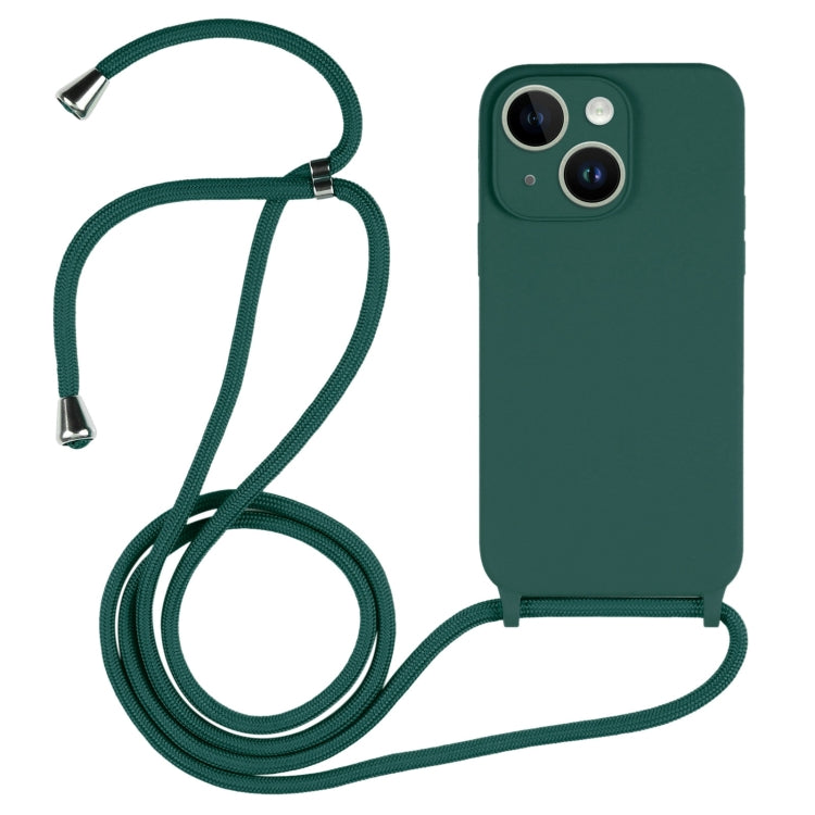 For iPhone 14 Crossbody Lanyard Liquid Silicone Case(Pine Needle Green) - iPhone 14 Cases by PMC TechLife | Online Shopping South Africa | PMC TechLife