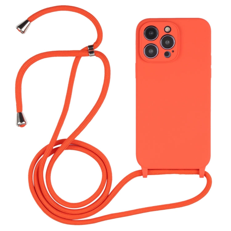 For iPhone 14 Pro Max Crossbody Lanyard Liquid Silicone Case(Orange) - iPhone 14 Pro Max Cases by PMC TechLife | Online Shopping South Africa | PMC TechLife