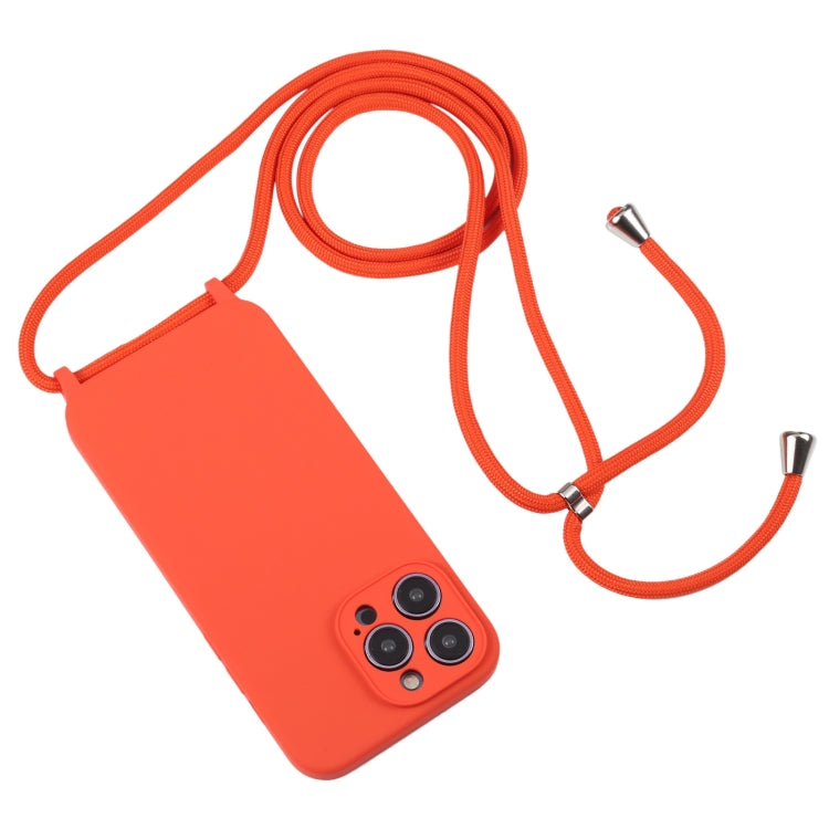 For iPhone 14 Pro Max Crossbody Lanyard Liquid Silicone Case(Orange) - iPhone 14 Pro Max Cases by PMC TechLife | Online Shopping South Africa | PMC TechLife