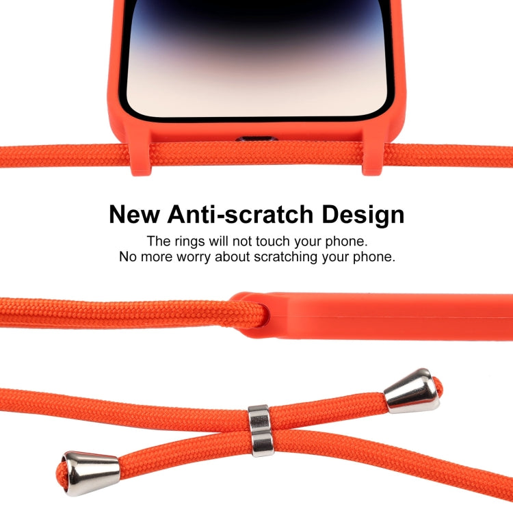For iPhone 14 Pro Max Crossbody Lanyard Liquid Silicone Case(Orange) - iPhone 14 Pro Max Cases by PMC TechLife | Online Shopping South Africa | PMC TechLife