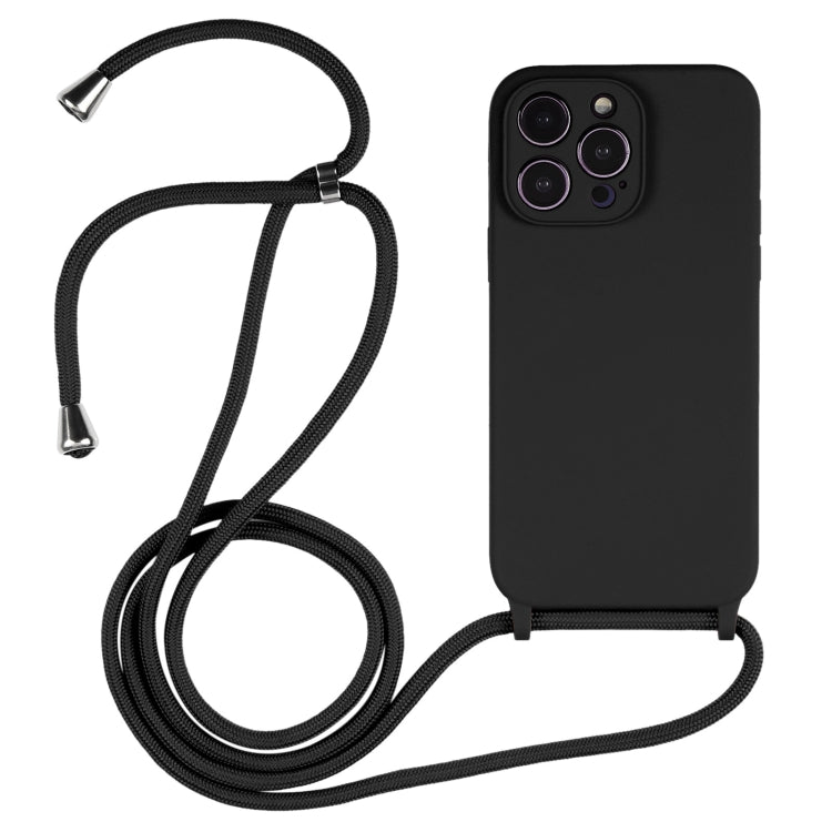 For iPhone 14 Pro Max Crossbody Lanyard Liquid Silicone Case(Black) - iPhone 14 Pro Max Cases by PMC TechLife | Online Shopping South Africa | PMC TechLife