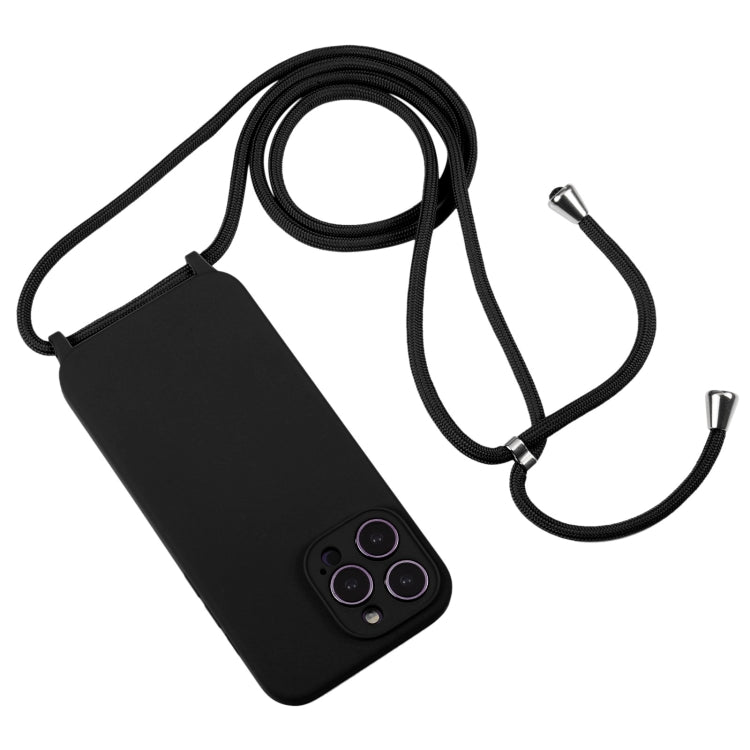 For iPhone 14 Pro Max Crossbody Lanyard Liquid Silicone Case(Black) - iPhone 14 Pro Max Cases by PMC TechLife | Online Shopping South Africa | PMC TechLife