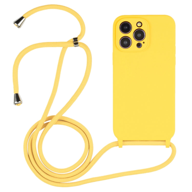 For iPhone 14 Pro Max Crossbody Lanyard Liquid Silicone Case(Yellow) - iPhone 14 Pro Max Cases by PMC TechLife | Online Shopping South Africa | PMC TechLife