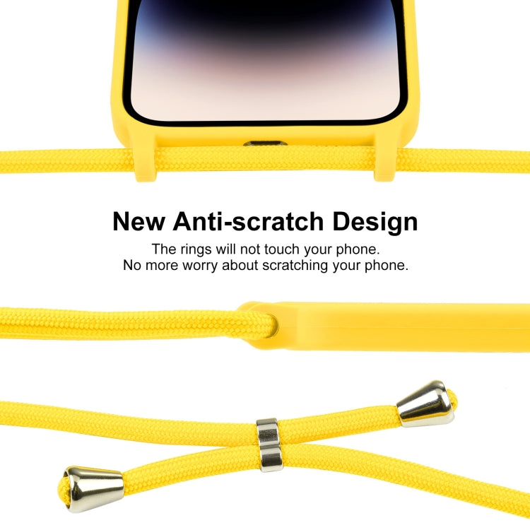 For iPhone 14 Pro Max Crossbody Lanyard Liquid Silicone Case(Yellow) - iPhone 14 Pro Max Cases by PMC TechLife | Online Shopping South Africa | PMC TechLife
