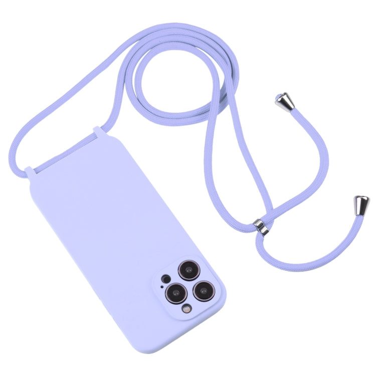 For iPhone 14 Pro Max Crossbody Lanyard Liquid Silicone Case(Light Purple) - iPhone 14 Pro Max Cases by PMC TechLife | Online Shopping South Africa | PMC TechLife