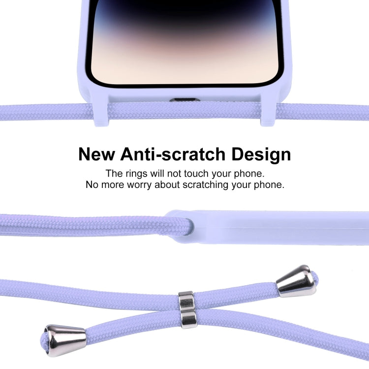 For iPhone 14 Pro Max Crossbody Lanyard Liquid Silicone Case(Light Purple) - iPhone 14 Pro Max Cases by PMC TechLife | Online Shopping South Africa | PMC TechLife