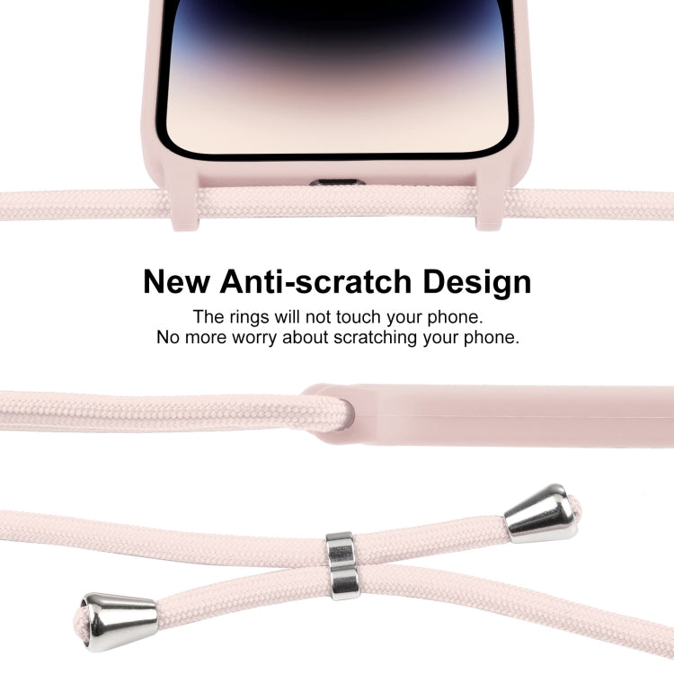 For iPhone 14 Pro Max Crossbody Lanyard Liquid Silicone Case(Sand Pink) - iPhone 14 Pro Max Cases by PMC TechLife | Online Shopping South Africa | PMC TechLife