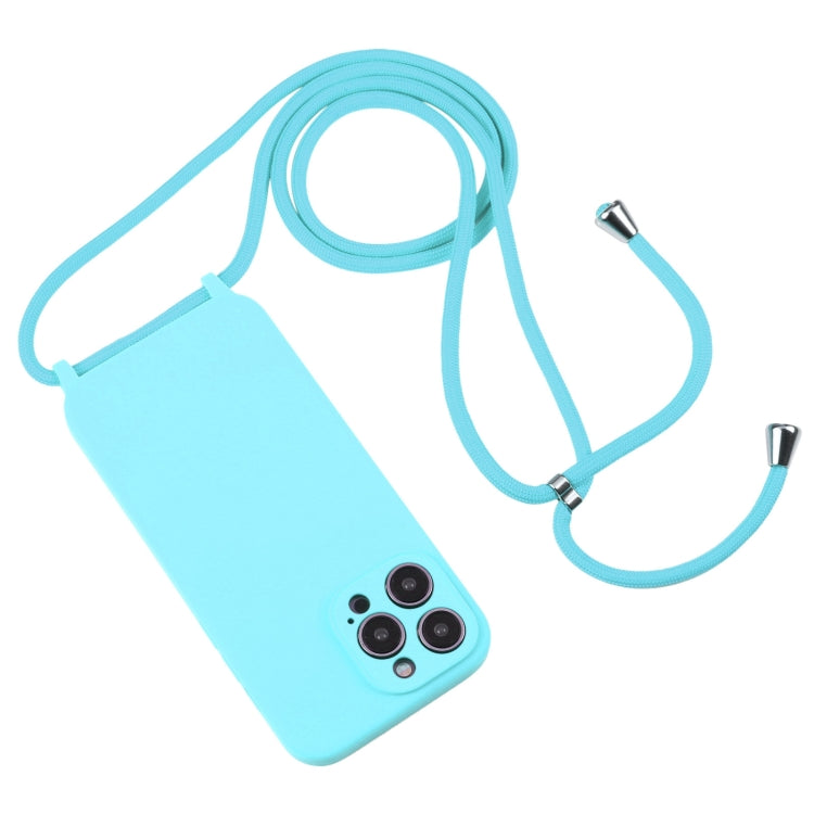 For iPhone 14 Pro Max Crossbody Lanyard Liquid Silicone Case(Ice Blue) - iPhone 14 Pro Max Cases by PMC TechLife | Online Shopping South Africa | PMC TechLife