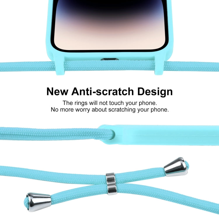 For iPhone 14 Pro Max Crossbody Lanyard Liquid Silicone Case(Ice Blue) - iPhone 14 Pro Max Cases by PMC TechLife | Online Shopping South Africa | PMC TechLife