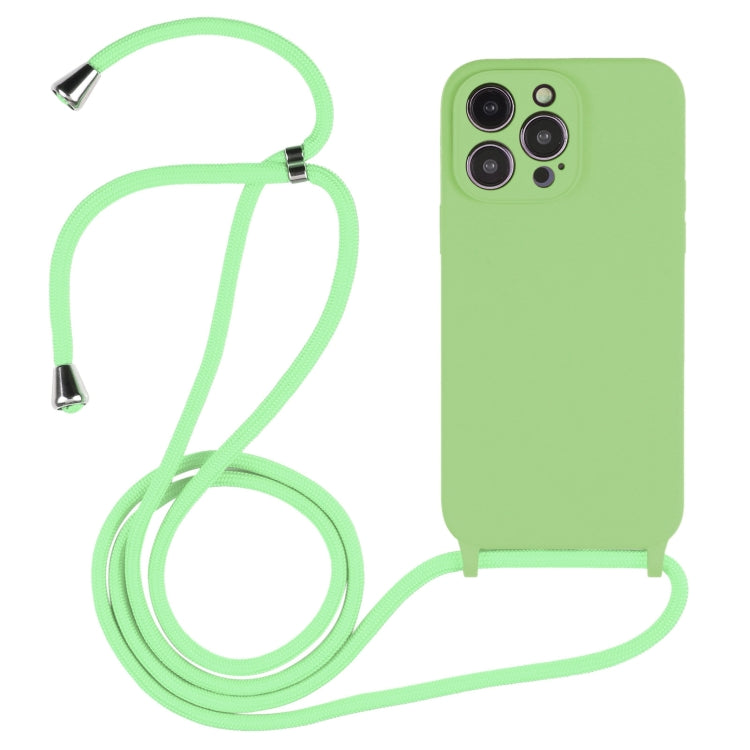 For iPhone 14 Pro Max Crossbody Lanyard Liquid Silicone Case(Matcha Green) - iPhone 14 Pro Max Cases by PMC TechLife | Online Shopping South Africa | PMC TechLife