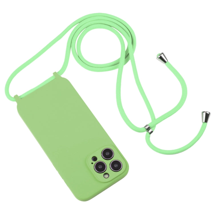 For iPhone 14 Pro Max Crossbody Lanyard Liquid Silicone Case(Matcha Green) - iPhone 14 Pro Max Cases by PMC TechLife | Online Shopping South Africa | PMC TechLife
