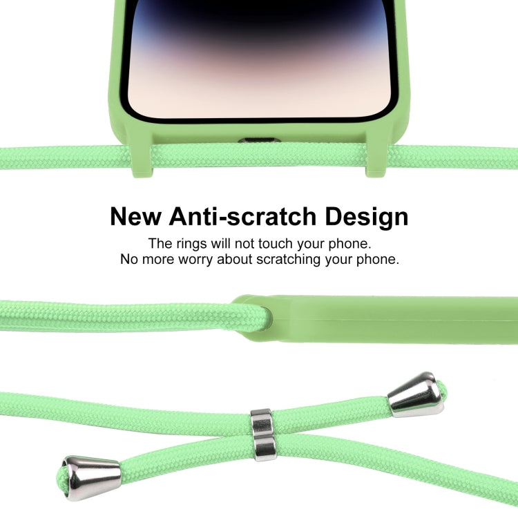 For iPhone 14 Pro Max Crossbody Lanyard Liquid Silicone Case(Matcha Green) - iPhone 14 Pro Max Cases by PMC TechLife | Online Shopping South Africa | PMC TechLife
