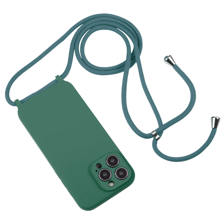 For iPhone 14 Pro Max Crossbody Lanyard Liquid Silicone Case(Emerald Green) - iPhone 14 Pro Max Cases by PMC TechLife | Online Shopping South Africa | PMC TechLife