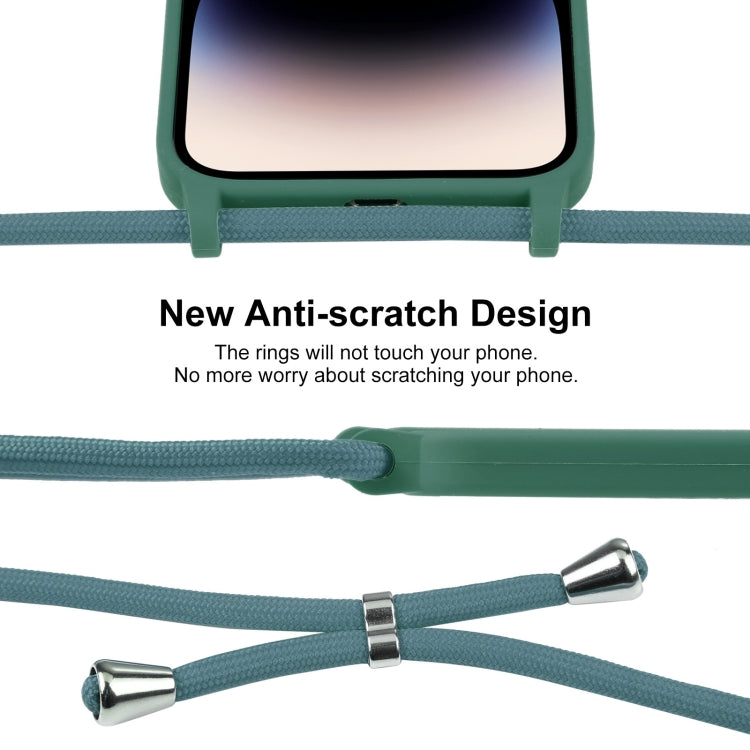 For iPhone 14 Pro Max Crossbody Lanyard Liquid Silicone Case(Emerald Green) - iPhone 14 Pro Max Cases by PMC TechLife | Online Shopping South Africa | PMC TechLife