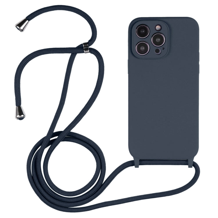 For iPhone 14 Pro Max Crossbody Lanyard Liquid Silicone Case(Midnight Blue) - iPhone 14 Pro Max Cases by PMC TechLife | Online Shopping South Africa | PMC TechLife