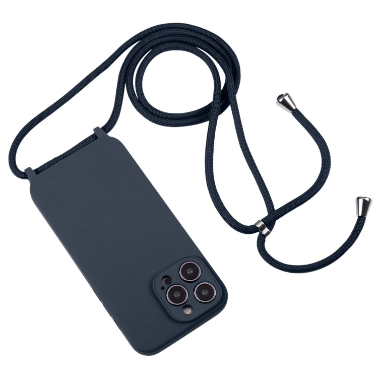 For iPhone 14 Pro Max Crossbody Lanyard Liquid Silicone Case(Midnight Blue) - iPhone 14 Pro Max Cases by PMC TechLife | Online Shopping South Africa | PMC TechLife