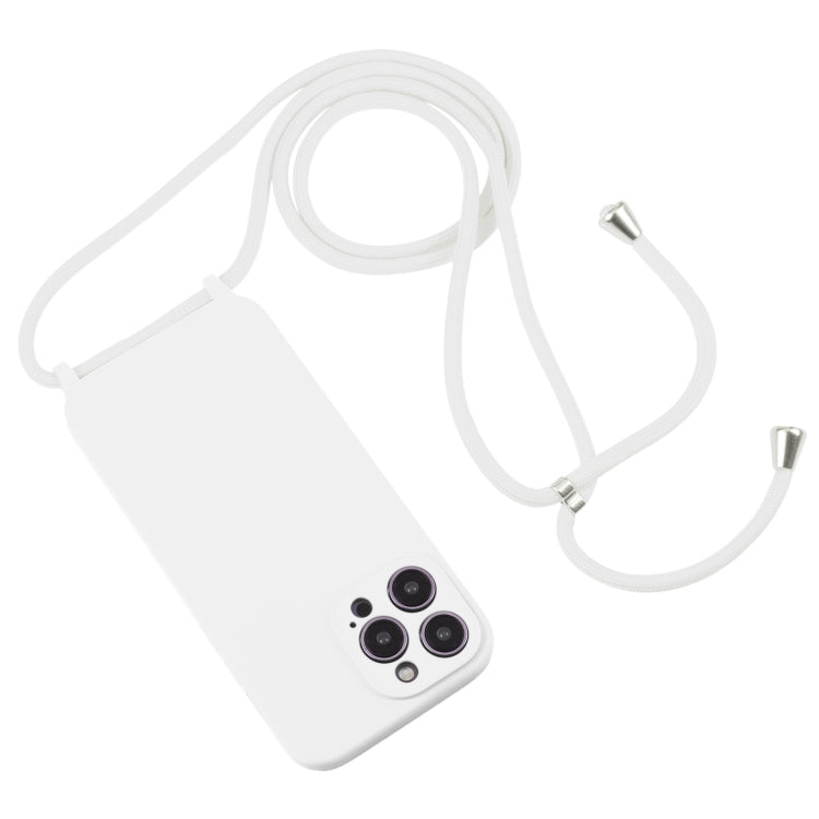 For iPhone 14 Pro Max Crossbody Lanyard Liquid Silicone Case(White) - iPhone 14 Pro Max Cases by PMC TechLife | Online Shopping South Africa | PMC TechLife