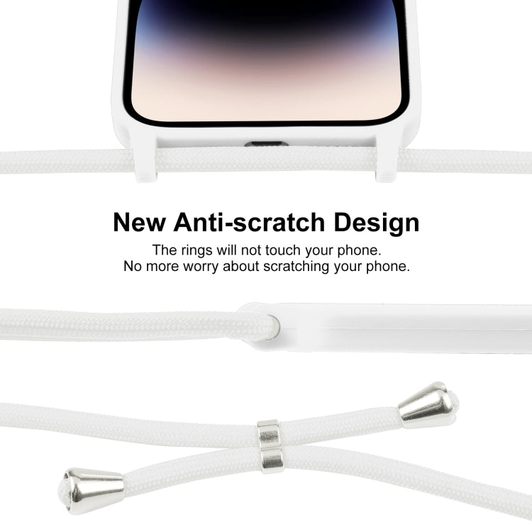 For iPhone 14 Pro Max Crossbody Lanyard Liquid Silicone Case(White) - iPhone 14 Pro Max Cases by PMC TechLife | Online Shopping South Africa | PMC TechLife