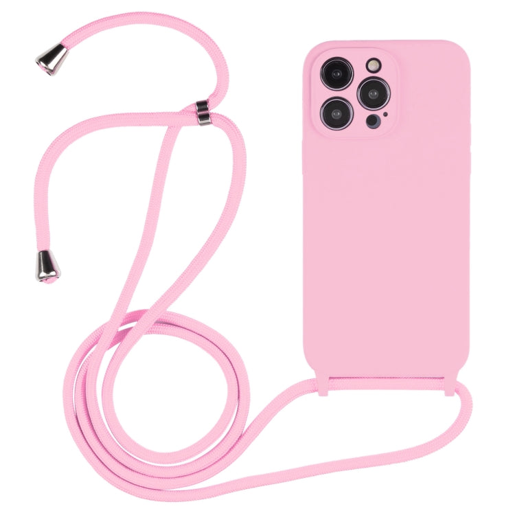 For iPhone 14 Pro Max Crossbody Lanyard Liquid Silicone Case(Pink) - iPhone 14 Pro Max Cases by PMC TechLife | Online Shopping South Africa | PMC TechLife