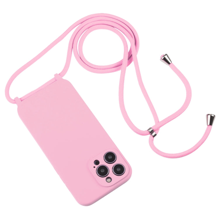 For iPhone 14 Pro Max Crossbody Lanyard Liquid Silicone Case(Pink) - iPhone 14 Pro Max Cases by PMC TechLife | Online Shopping South Africa | PMC TechLife