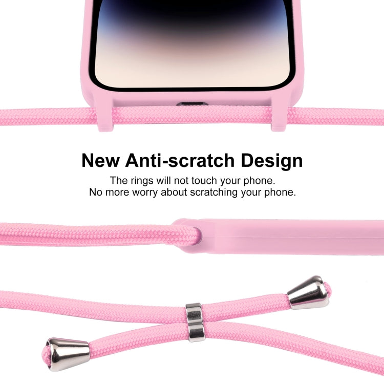 For iPhone 14 Pro Max Crossbody Lanyard Liquid Silicone Case(Pink) - iPhone 14 Pro Max Cases by PMC TechLife | Online Shopping South Africa | PMC TechLife