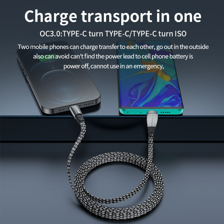 3A USB-C/Type-C to USB-C/Type-C Elbow Fast Charge Data Cable, Length:1.2m(Grey) - USB-C & Type-C Cable by PMC TechLife | Online Shopping South Africa | PMC TechLife | Buy Now Pay Later Mobicred