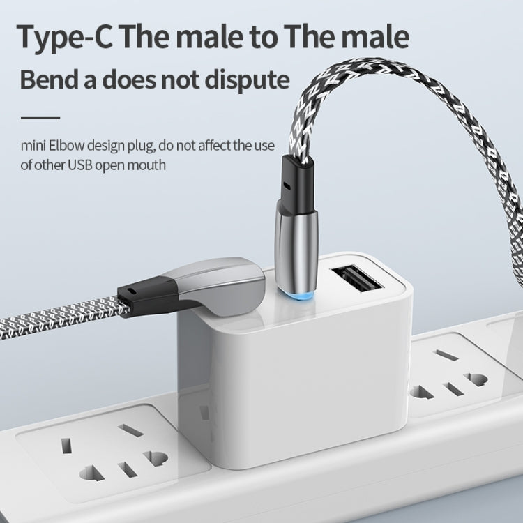 3A USB-C/Type-C to USB-C/Type-C Elbow Fast Charge Data Cable, Length:1.2m(Grey) - USB-C & Type-C Cable by PMC TechLife | Online Shopping South Africa | PMC TechLife | Buy Now Pay Later Mobicred