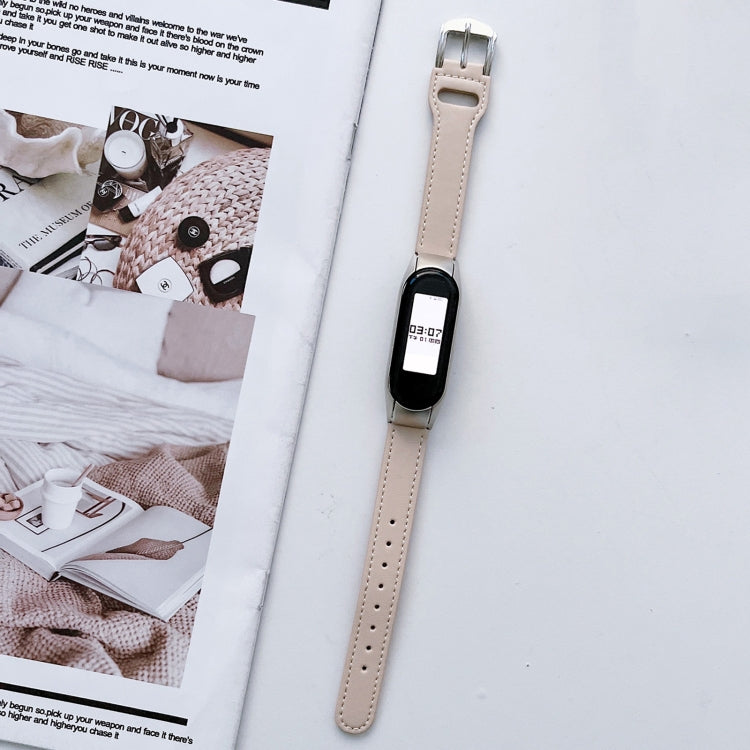 For Xiaomi Mi Band 7 8-buckle Leather Watch Band(Ivory White) - free shipping - PMC TechLife - Order now!