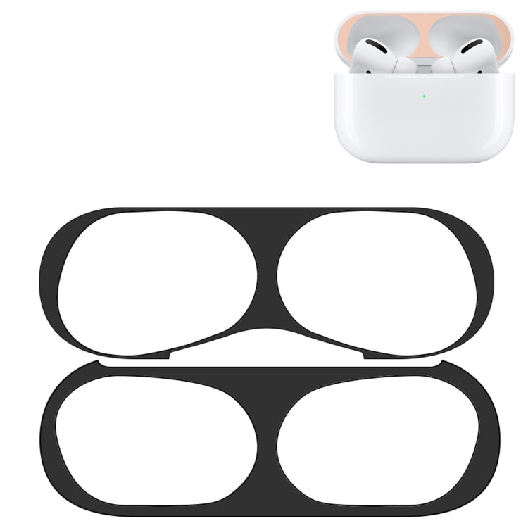 For Apple AirPods Pro 2 Wireless Earphone Protective Case Metal Sticker(Black) - Protective Sticker by PMC TechLife | Online Shopping South Africa | PMC TechLife