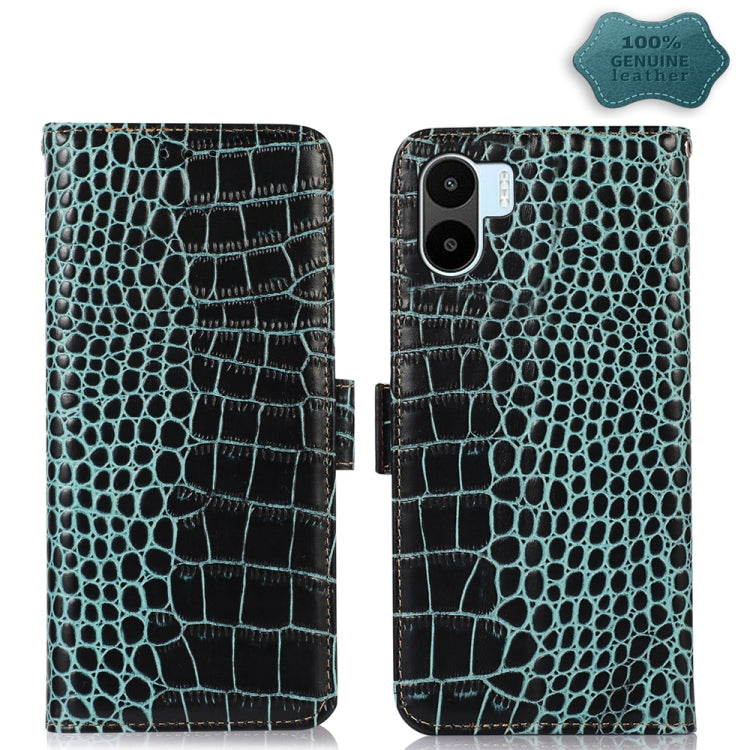 For Xiaomi Redmi A1 Crocodile Top Layer Cowhide Leather Phone Case(Green) - Xiaomi Cases by PMC TechLife | Online Shopping South Africa | PMC TechLife