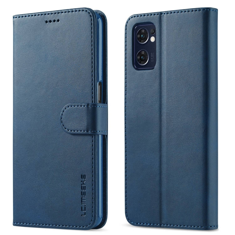 For OPPO A77 5G / A97 5G / Realme V23 LC.IMEEKE Calf Texture Leather Phone Case(Blue) - OPPO Cases by LC.IMEEKE | Online Shopping South Africa | PMC TechLife | Buy Now Pay Later Mobicred