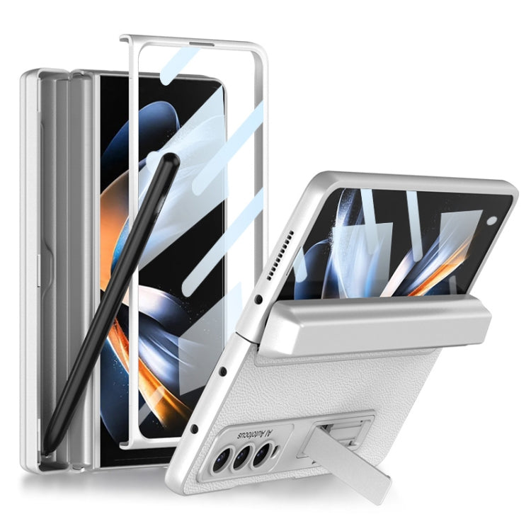 For Samsung Galaxy Z Fold4 GKK Integrated Magnetic Flip Plain Leather Phone Case with Pen Box(Silver) - free shipping - PMC TechLife - Order now!