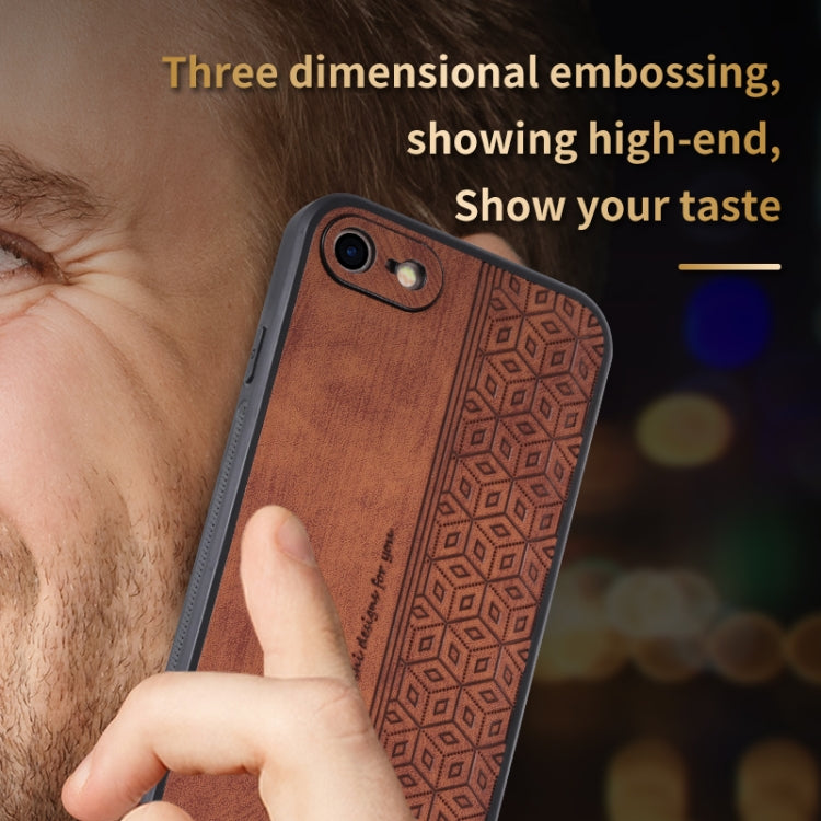 For iPhone SE 2022 / SE 2020 / 8 / 7 AZNS 3D Embossed Skin Feel Phone Case(Brown) - free shipping - PMC TechLife - Order now!