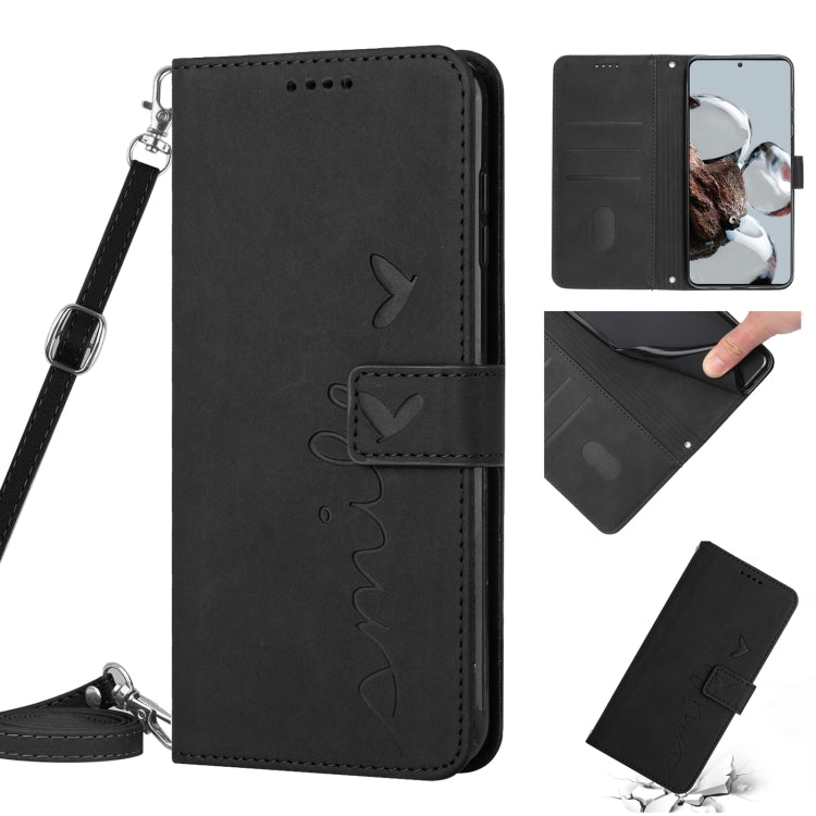 For Xiaomi 12 Lite Skin Feel Heart Pattern Leather Phone Case with Lanyard(Black) - free shipping - PMC TechLife - Order now!