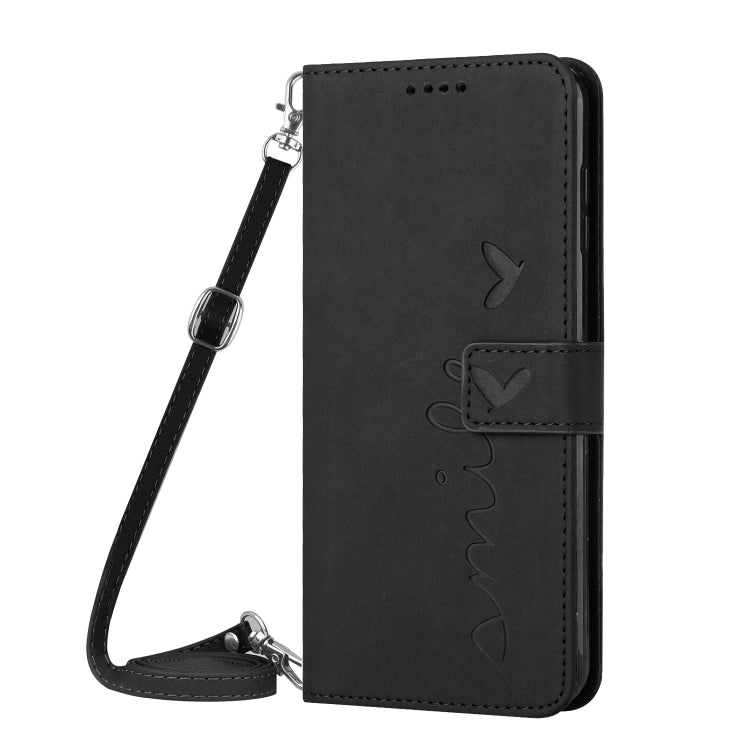 For Xiaomi 12 Lite Skin Feel Heart Pattern Leather Phone Case with Lanyard(Black) - free shipping - PMC TechLife - Order now!