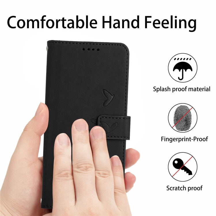 For Xiaomi 12 Lite Skin Feel Heart Pattern Leather Phone Case with Lanyard(Black) - free shipping - PMC TechLife - Order now!
