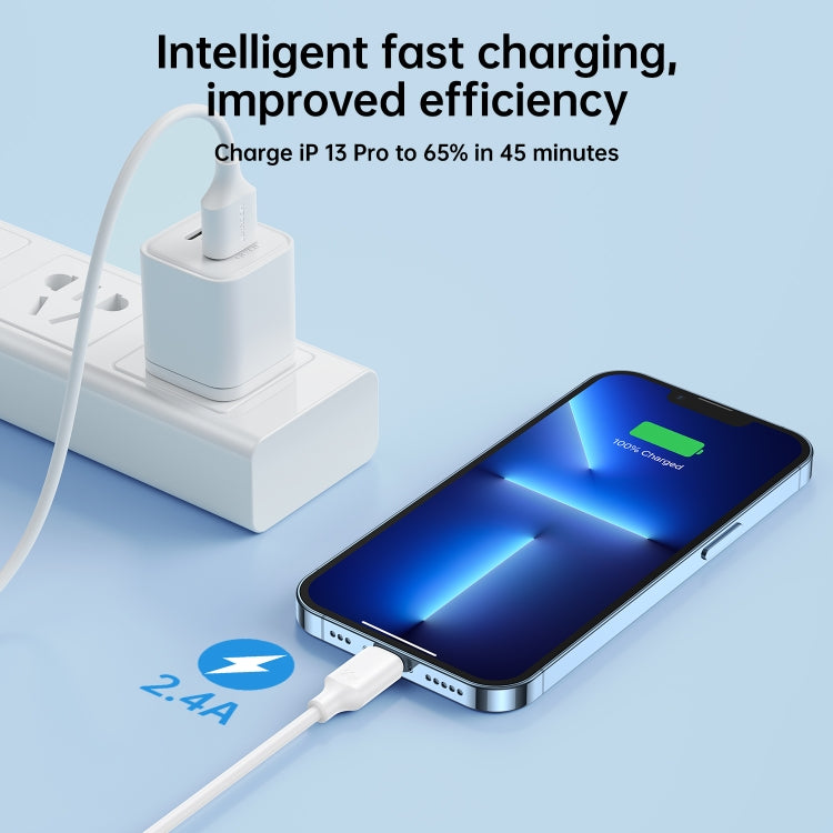 JOYROOM S-UL012A9 2.4A USB to 8 Pin Fast Charging Data Cable, Length:1m(White) - Normal Style Cable by JOYROOM | Online Shopping South Africa | PMC TechLife