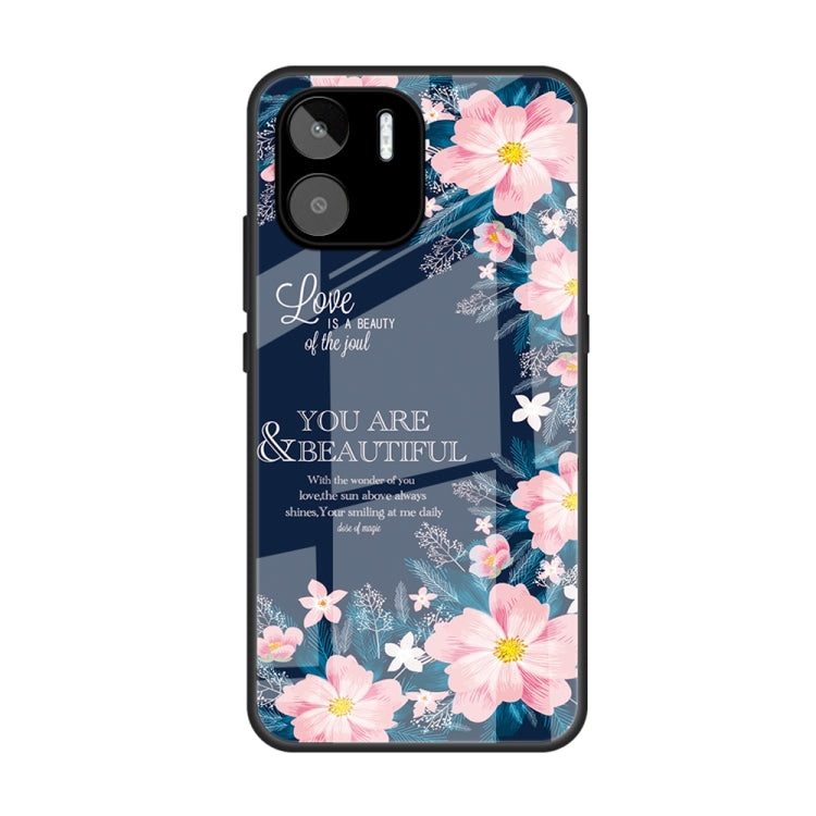 For Xiaomi Redmi A1 4G Colorful Painted Glass Phone Case(Flower) - free shipping - PMC TechLife - Order now!
