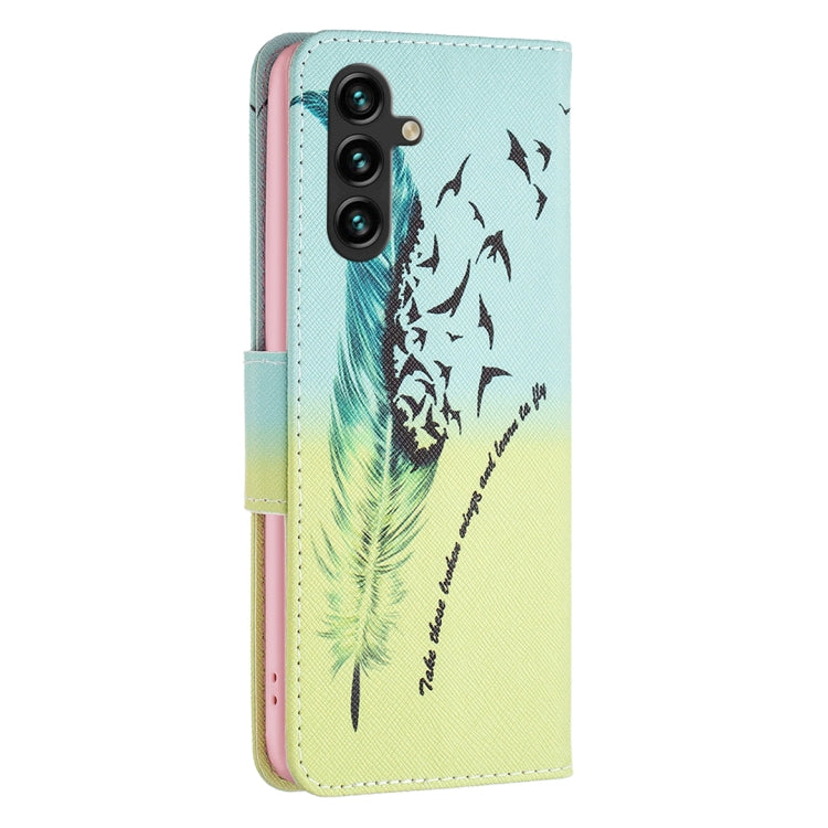 For Samsung Galaxy A14 5G Drawing Pattern Leather Phone Case(Feather) - free shipping - PMC TechLife - Order now!