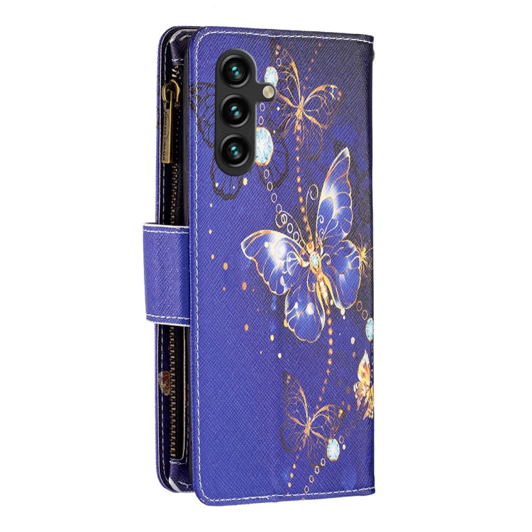 For Samsung Galaxy A14 5G Colored Drawing Pattern Zipper Leather Phone Case(Purple Butterfly) - free shipping - PMC TechLife - Order now!