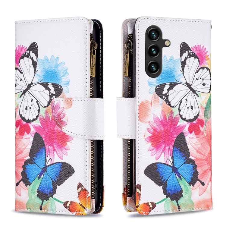 For Samsung Galaxy A14 5G Colored Drawing Pattern Zipper Leather Phone Case(Two Butterflies) - free shipping - PMC TechLife - Order now!